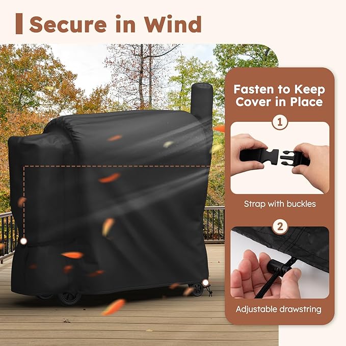 MR. COVER Grill Cover for Traeger Pro 34 & 780 Series, Waterproof Wood Pellet Smoker Cover for Traeger 34 / Pro 780, Texas, Z Grills, Heavy Duty Premium Pellet BBQ Cover for Outdoor with Straps, Black
