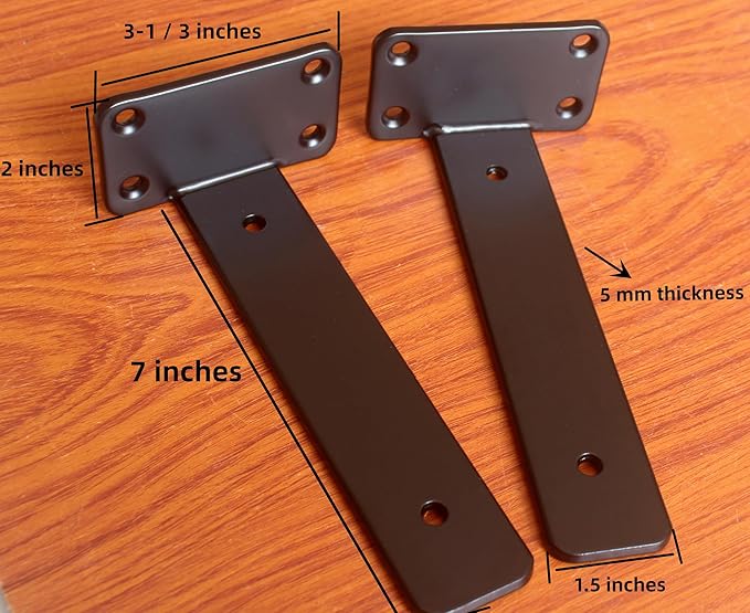 6 Pack - 7 inch Black Hidden L Shelf Bracket Iron Floating Shelf Brackets