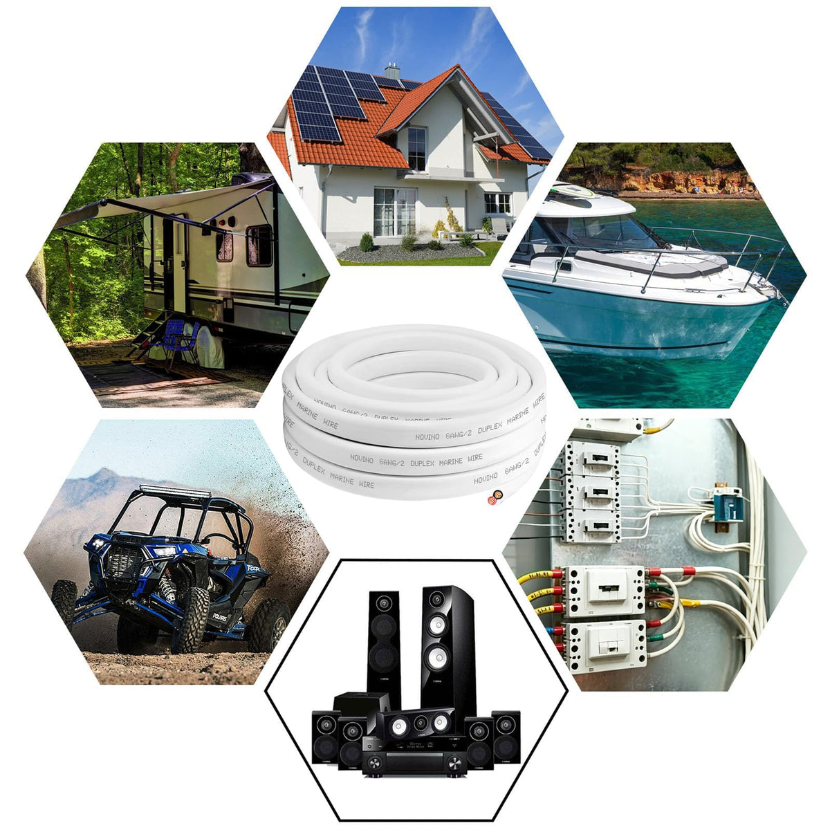 6 Gauge Marine Wire,6 AWG 10ft Duplex Marine Grade Wire Tinned Copper Boat Electrical Cable for Boat/Automotive/RV/Camper Outdoor Use