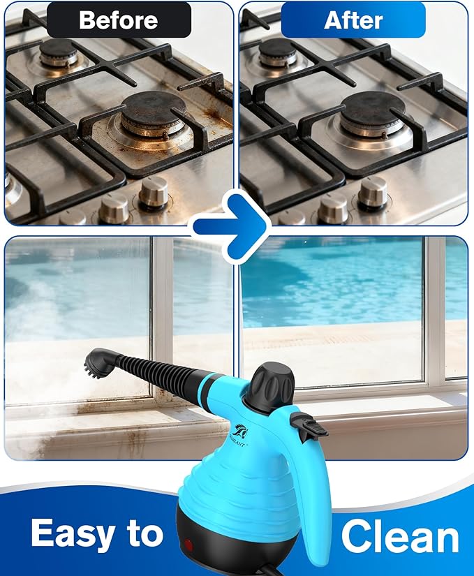 MLMLANT Steam Cleaner, Portable Multifunctional Household Steam Cleaner with Safety Lock & 9 Accessories, Ideal for Cleaning Carpets, Sofas, Cars, Kitchens, Bathrooms and More.
