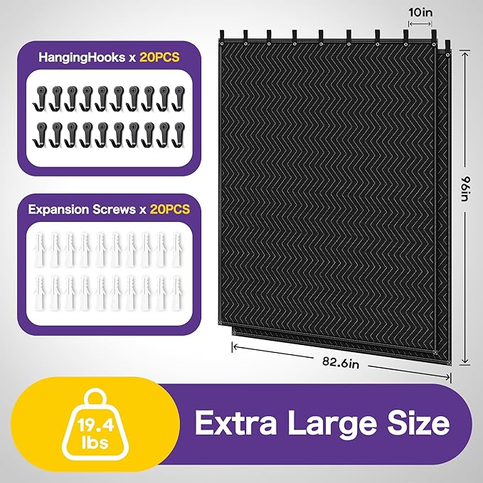 2 PCS Extra Large Sound Dampening Blanket, Noise Cancelling Studio Acoustic