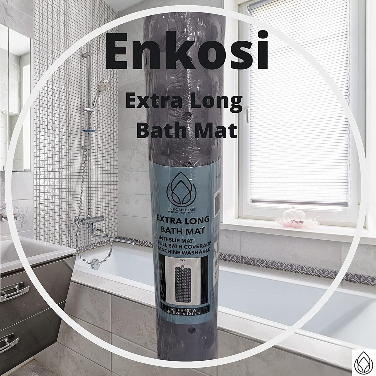 ENKOSI Bath Mat - Large Non Slip Bathtub & Shower Mat - Extra Long 40 x 16 Inch Bathroom Mats for Tub Nonslip Anti Slip Bathmats (40x16 Turquoise 1-Pack)