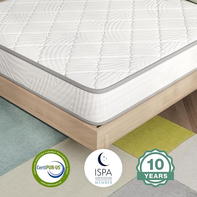 Novilla Twin Size Mattress, 8 Inch Twin Mattress Hybrid for Back Pain Relief & Support, Bed Mattresses in a Box with Comfortable & Durable Support, Certipur-Us Certified