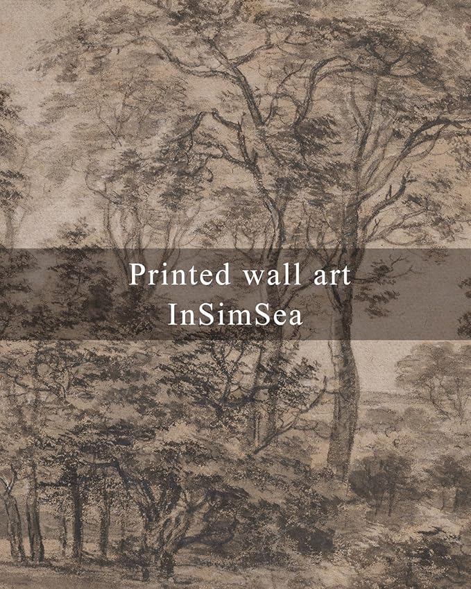 InSimSea Framed Canvas Prints Vintage Decor, Sketch Dark Moody Forest Brown Trees Landscape Paintings Wall Art, Large Countryside Farmhouse Hanging Wall Decor for Living Room Bedroom, 24x36inch