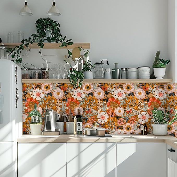 HAOKHOME Boho Peel and Stick Wallpaper Floral Wall Paper Removable