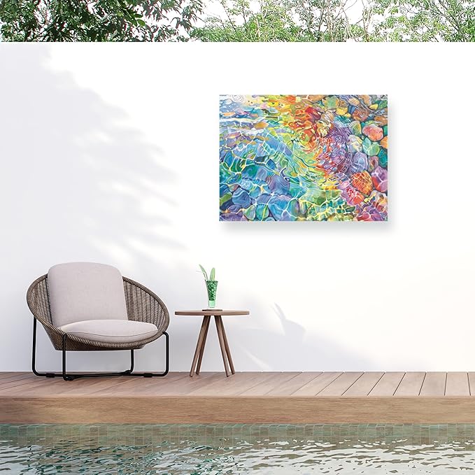 Outdoor Canvas Art - Michael David Ward 'River Rocks' Wall Art for Outdoor Spaces, Patios, or Gardens by Trademark Fine Art
