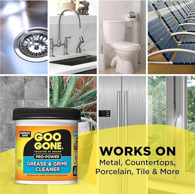 Goo Gone Grease & Grime Cleaner, Multi Purpose Cleaning Paste for Metal, Countertops, Porcelain, Tile, Removes Gooey Mess, Grease, Rust Stains, Residue Free, Microfiber Cloth, Packaging May Vary