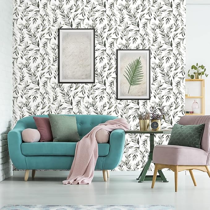 Livebor Olive Leaf Wallpaper Peel and Stick Leaf Contact Paper 17.7inch x