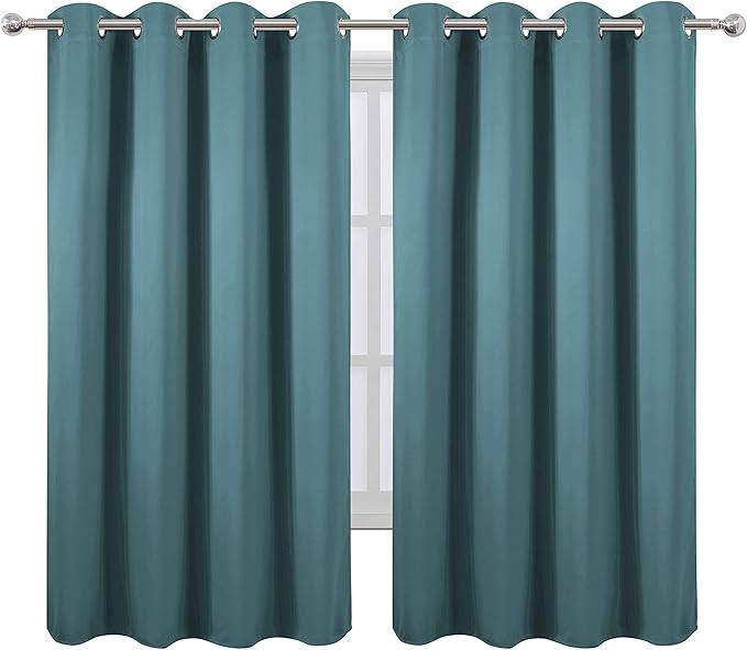 LEMOMO Sea Teal Thermal Blackout Curtains/52 x 63 Inch/Set of 2 Panels Room