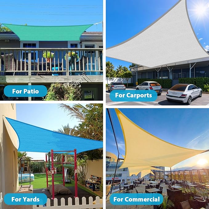Amagenix Sun Shade Sail 16X32 Curved Edge Outdoor Shade Canopy Dark Green Breathable 95% UV Block Shade Cloth for Patio Garden Backyard (We Make Custom Size)