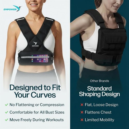 EMPOWER Weighted Vest for Women - Adjustable 4-10lbs or 10-16lbs | Reflective Strips for Safety, Boosts Strength & Burns Calories