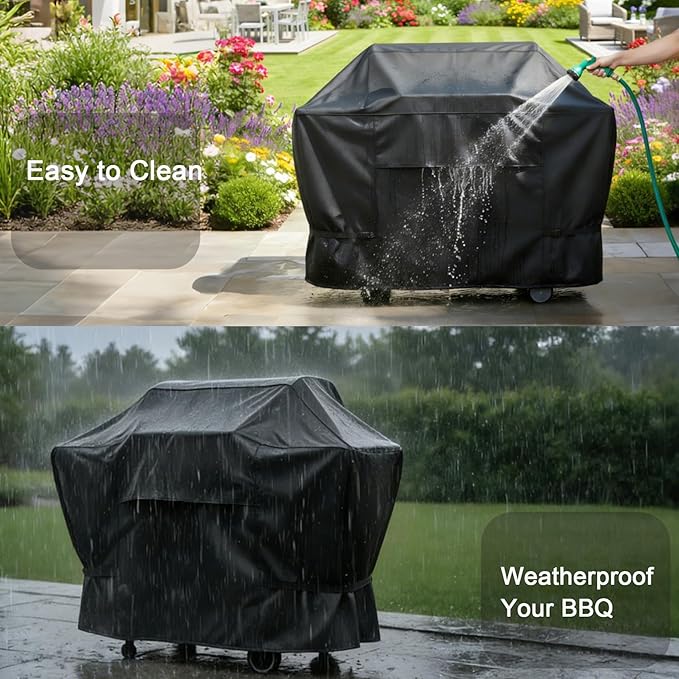 NettyPro Grill Cover for Outdoor Grill 48 inch Waterproof Heavy Duty Gas BBQ Grill Cover for Outside Weber, Char-Broil, Brinkmann, Jenn Air, Nexgrill 2 Burner Barbecue, Black