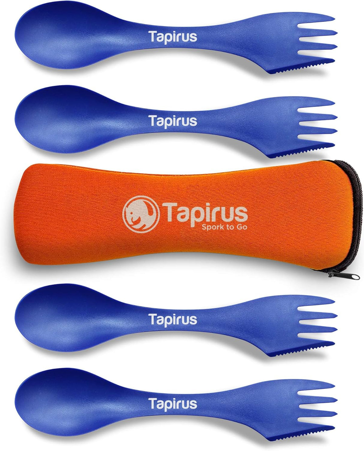 Tapirus 4-Piece Spork Set - 7-Inch Durable BPA-Free Utensils for Camping & Outdoor Use