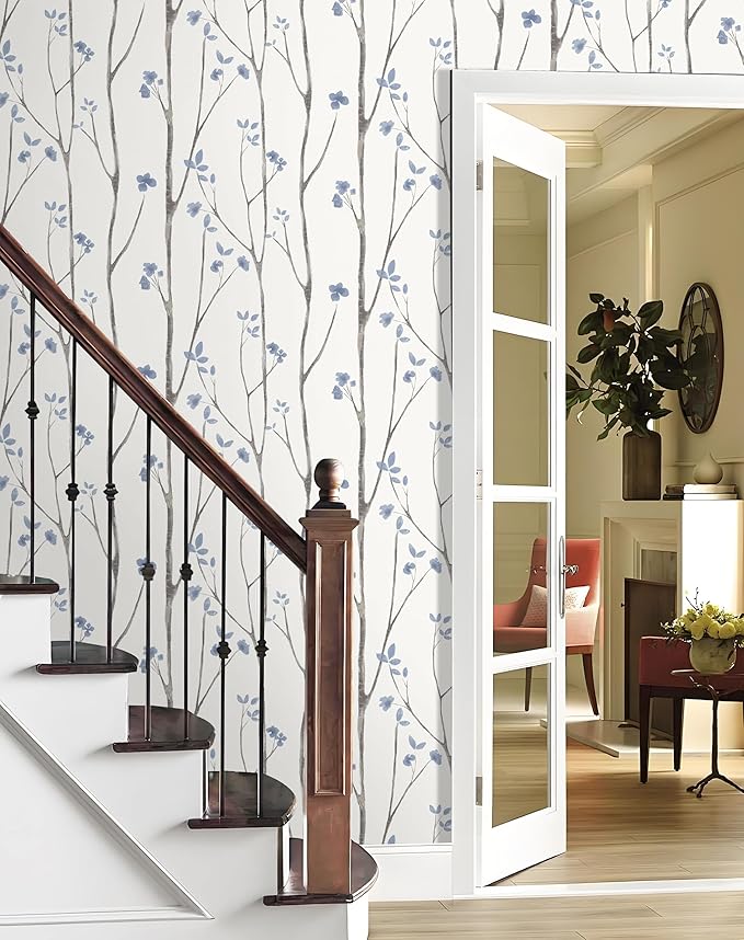 Timeet Purple Peel and Stick Wallpaper Removable Self-Adhesive Floral Wall