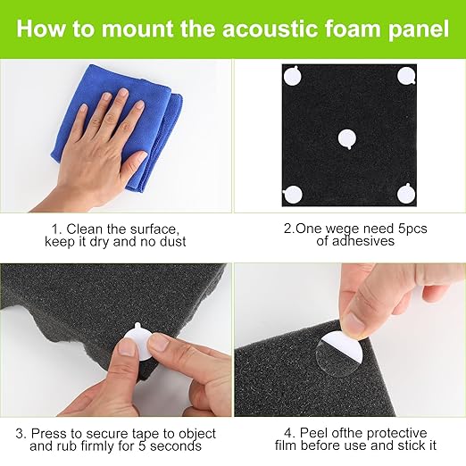 240Pcs Acoustic Foam Panels Tape, Removable Mounting Tape