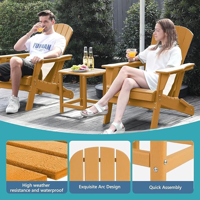 Adirondack Square Outdoor Side Table,2-Tier Storage Patio Side Table with Weatherproof HDPE Material Low