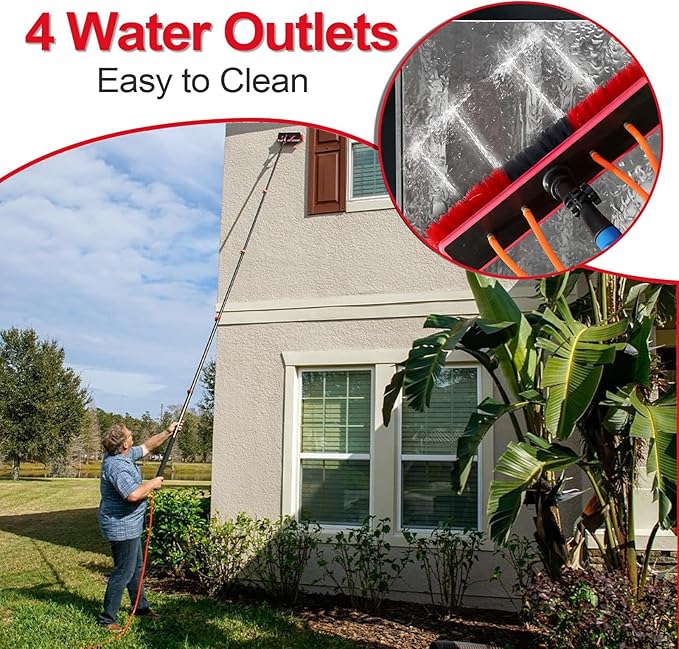 Telescopic Cleaning Brush, Multi-Purpose Water Spray Brush, Solar Panel Cleaning Equipment, Telescopic Hydrocleaner, 3.6m-10.8m, Roof Cleaning Tools Window Cleaner Kit(30FT/9M)