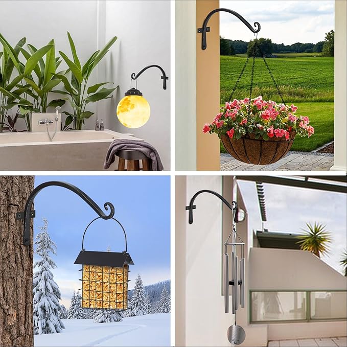 FEED GARDEN 2 Pack 12 Inch Hanging Plant Bracket Wall Hooks Decorative Plant