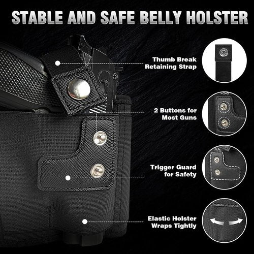 Mostcomtac Belly Band Holster - Comfortable Neoprene Gun Holster Fits Glock 17-43X, Taurus & More