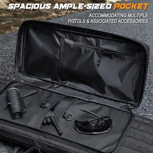 DULCE DOM Tactical Soft Padded Double Rifle Case - Heavy-Duty Backpack for 2 Rifles & Pistols | 36-48 Inch