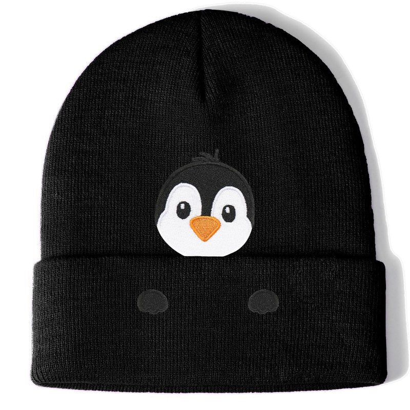 Penguin Gifts Beanie Hat for Women Men Penguin Lovers Funny Embroidered Cute Animal Knit Birthday Christmas Stocking Stuffers Decorations Gifts Stuff Decor Accessories Black