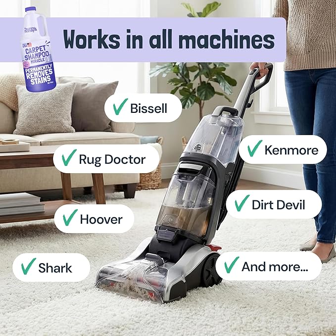 Sunny & Honey Carpet Cleaner Solution - Deep Stain Remover & Odor Deodorizer - Pet Carpet Cleaner & Rug Shampoo (32 Fl Oz, Light Lavender)