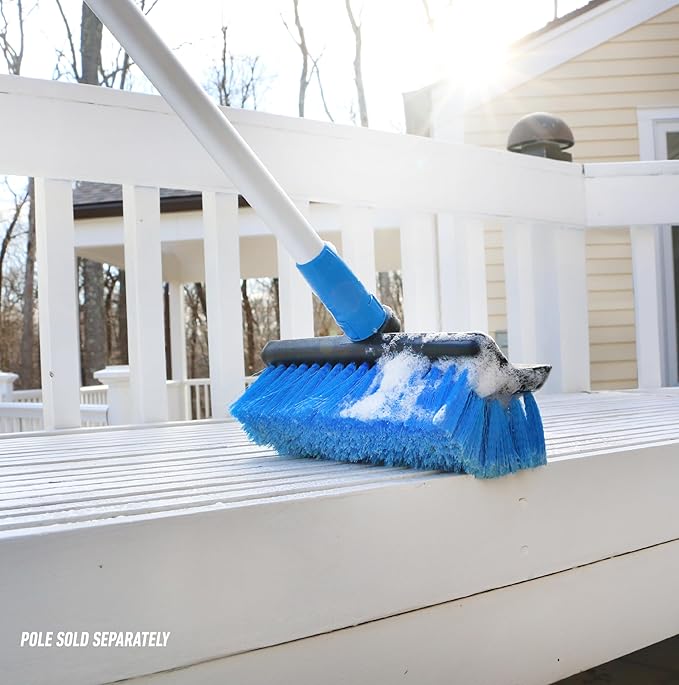 Unger Professional Lock-On HydroPower 10?€? Bi-Level Soft Wash Brush, Compatible with Waterflow Poles, Outdoor Cleaning Supplies, Great for Patios, Siding, Windows, Cars, and Boats