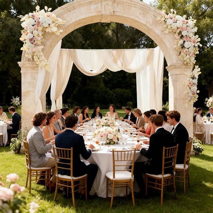 Artificial Wedding Arch Flowers Kit (Pack of 5),2pcs Artificial Hanging Flower Arch Decor,for Wedding Ceremony Arbor Reception Backdrop Rose Floral Party Outdoor Decoration White Champagne