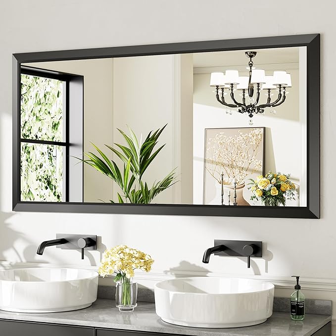 Briivue 60x28 Inch Black Bathroom Mirror