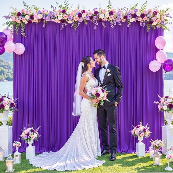 8 Panels Purple Backdrop Curtain for Parties Wedding Wrinkle Free Purple Photo Curtains Backdrop Drapes Fabric Decoration for Birthday Party Photography 40ft(W) x 10ft(H)