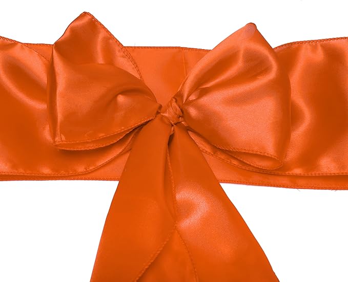 VDS Satin Chair Sashes Chair Cover Back Tie Sateen Bows Ribbon for Wedding Birthday Graduation Engagement Ceremony Event Party Banquet Venue Hotel All Dining Chair Decoration (150PC) (Brunt Orange)