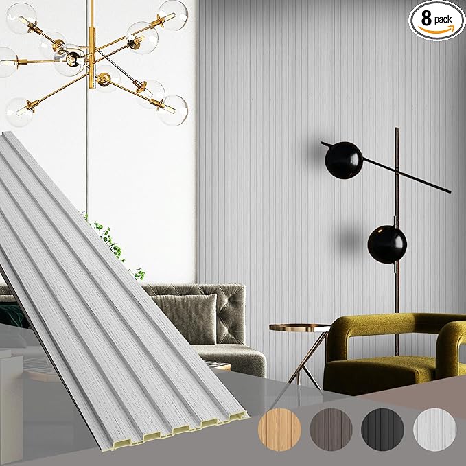 OUZUGIE WPC Acoustic Slat Wall Paneling, Living Room, TV Background, Study Room