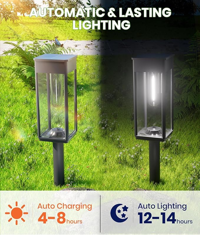 BITPOTT Bright Solar Pathway Lights Outdoor Waterproof IP65, 8 Pack Auto On/Off Solar Outdoor Lights for Path, Yard, Landscape, Lawn, Patio, Walkway, Driveway, Garden Decor Lighting Solar Powered
