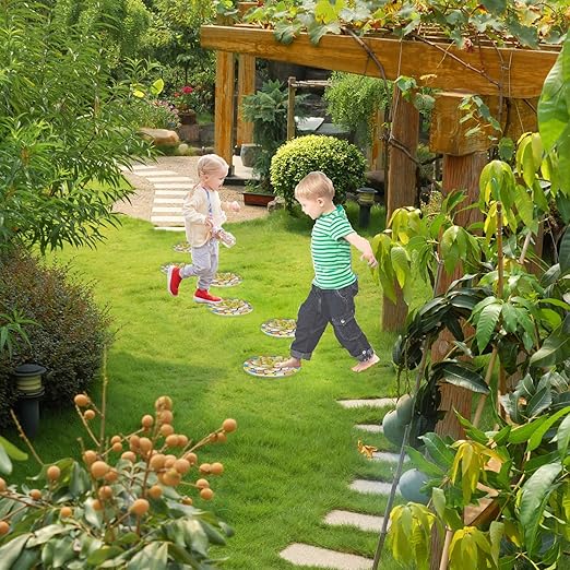 Succulent Pattern Cement Stepping Stones Outdoor - Stepping Stones Pavers for Outside Walkway Stones Multicolored Outdoor Decorative Stone for Garden 0.75 * 10 * 10 Inch