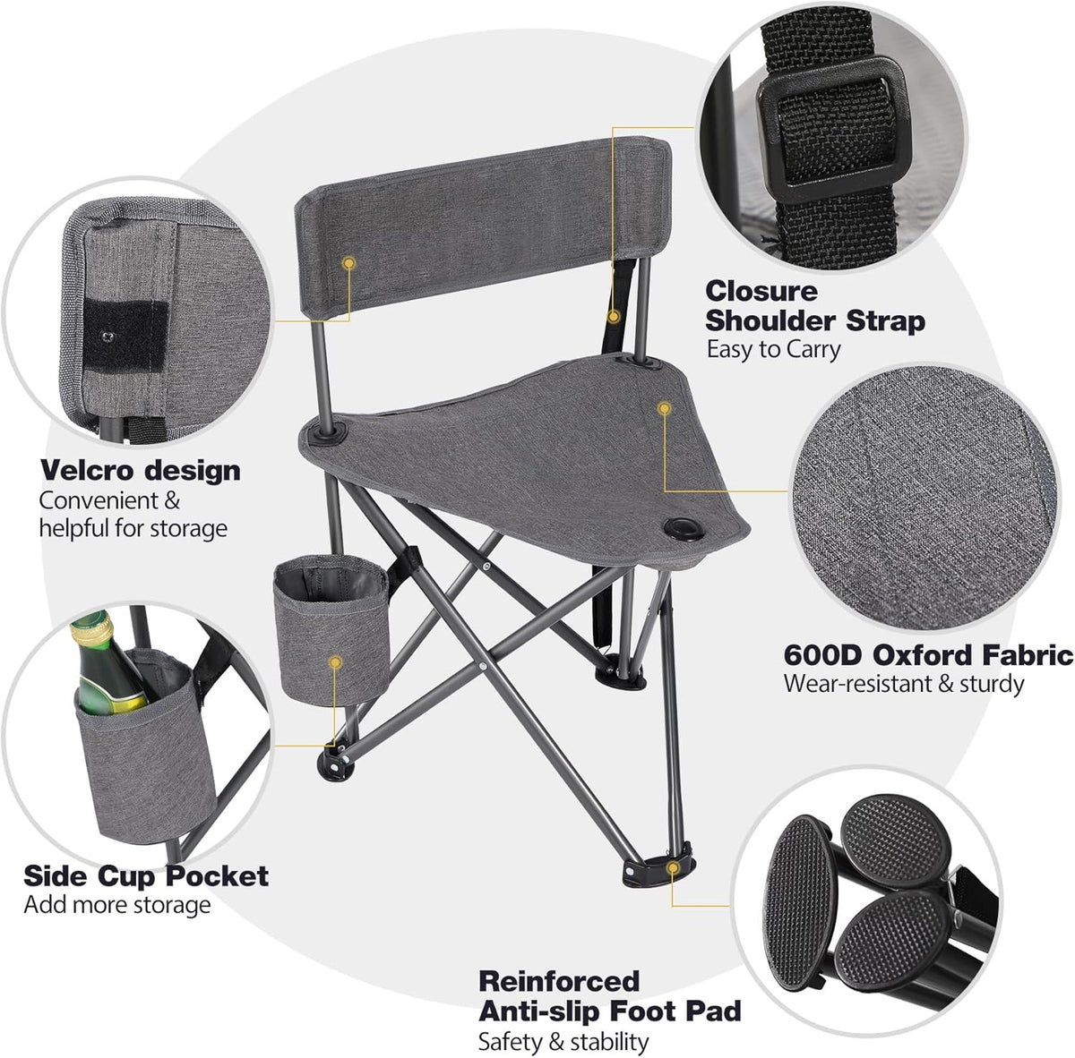 REDCAMP 2 Pack Tripod Hunting Chairs for Blinds, Folding Lightweight Portable Fishing Chair for Adults Hunting Stools with Backrest, Golf Chairs for Spectators, Camo