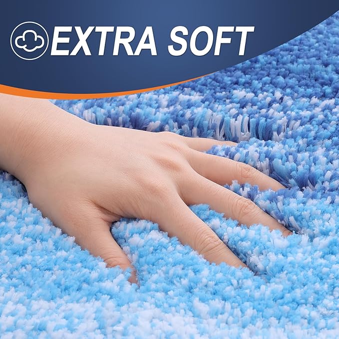 OLANLY Bathroom Rugs Mat 44x32, Extra Soft Absorbent Microfiber Bath Rugs, Rubber Backing, Quick Dry, Washable Bath Mats for Bathroom Floor, Tub and Shower, Home Decor Accessories, Light Royal Blue