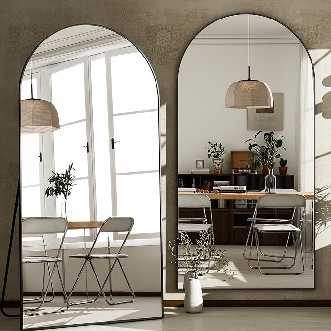 GLSLAND-34x76 inch Wall Mount Arched Full Length Mirror-Aluminum Alloy Frame
