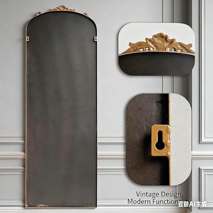 HQiJun Full Length Wall Mirror Decorative Full Body Mirrors Traditional Antique