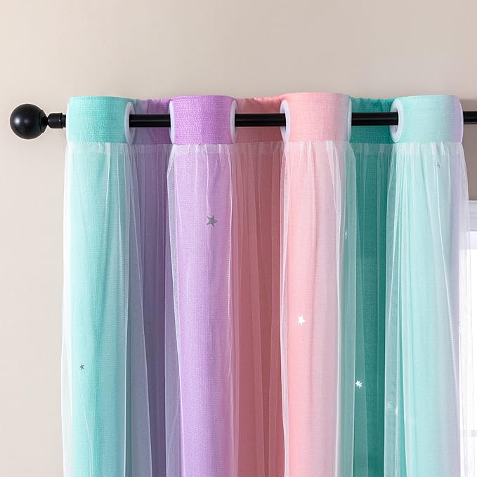 XiDi Curtains for Bedroom Decor, Rainbow Blackout Curtains for Kids Room