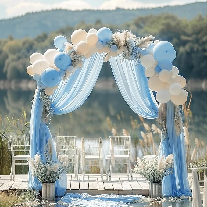 Wokceer Wedding Arch Draping Fabric 28.7" x 20FT Dusty Blue Drapes Sheer Fabric Backdrop Arch Draping Fabric for Wedding Ceremony Birthday Party Bridal Shower Decoration