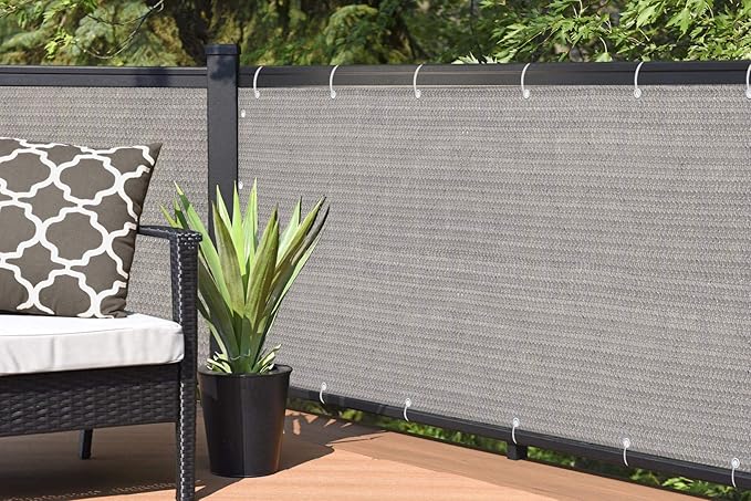 Alion Home© HDPE Privacy Screen Mesh for Pool, Patio, Deck, Balcony, Railing, Fence. No Black Trim. (4' x 10', Smoke)