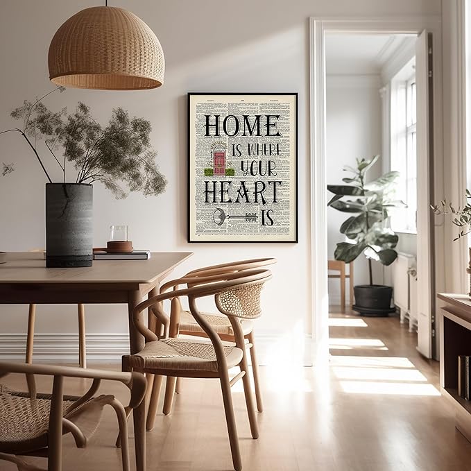 Poster Master Dictionary Art Poster - Home Is Where Your Heart Is Print - Motivational Art - Gift for Men & Women - Inspiring Wall Decor for Dorm, Bedroom or Living Room, 24x32 Unframed Wall Art