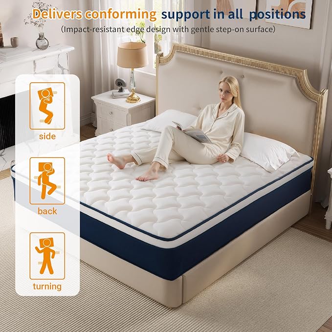 14 Inch Queen Mattress in a Box - Hybrid Gel Memory Foam & Pocket Springs for Back Pain Relief, Plush Support, Fiberglass-Free, CertiPUR-US Certified, 120-Night Sleep Trial, 60x80 Inches