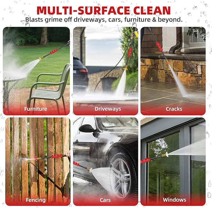 Electric Pressure Washer, 2.5 Max GPM Electric Power Washer with Foam Cannon, Powerwasher with 4 Nozzles, High Pressure Washer for Cars, Driveways, Patios, Decks