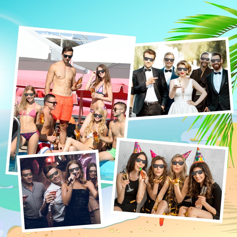 ASTARON Black Novelty Sunglasses Bulk, 6 Pack Black Novelty Sunglasses Party Favors for Summer Beach Pool Wedding Party,Great Gift for Pool, Birthday Party Supplies Goody Bag Favors