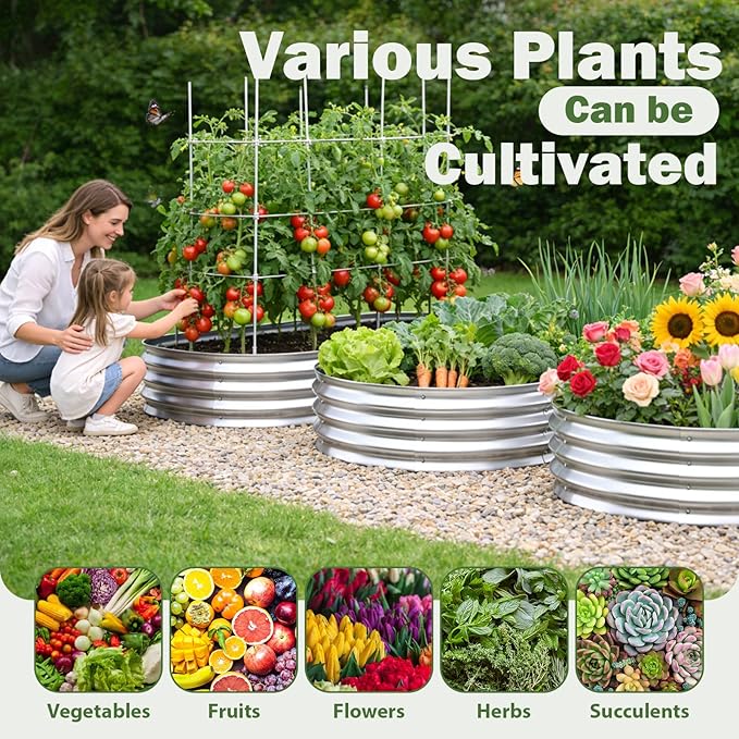 Galvanized Raised Garden Bed Outdoor, 6x3x1ft(2 Pack) Metal Heavy Duty Planter Boxes for Gardening, Easy Assemble Large Oval Plant Container Kit for Vegetables, Flowers, Fruits, Silver