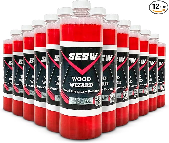 Southeast Softwash Wood Wizard | Heavy Duty Wood Floor Cleaner & Stain Remover | No-Bleach Wooden Floor Cleaner for Decks, Fences, & Docks | Odorless Concentrated Solution (1 Quart Bottle, 12 Pack)