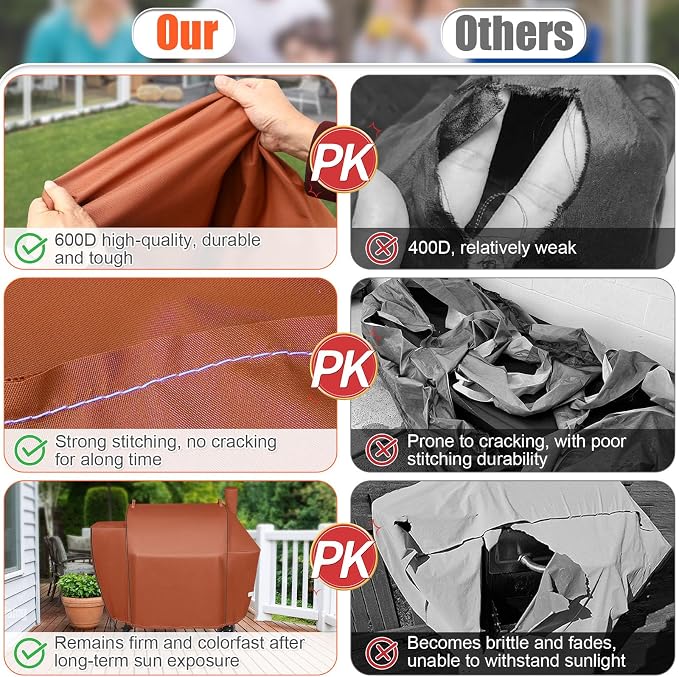 QuliMetal Grill Cover for Pit Boss Competition Series 1600, Pro Series 1600 Elite Wood Pellet Grill, PB1600CS, PB1600PS2, PB1600PSE, 600D Waterproof Fade Resistant Pit Boss 1600 Grill Cover, Brown