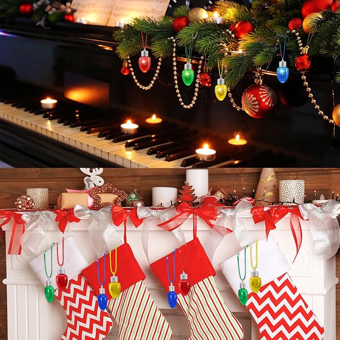 Yinkin 40 Pcs Light up Necklace Flashing Bulb Necklaces Men Women Glow Necklaces Bulk for Xmas Party Favors Stocking Stuffers Christmas Decoration Party Supplies, Assorted Color