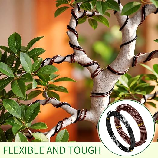 Mudder 5 Roll Aluminum Bonsai Training Wire Tree 1/1.5/2.0mm 160 Feet Total with Bonsai Wire Cutter Anodized Training for Holding Branches Small Trunks(Colorful)